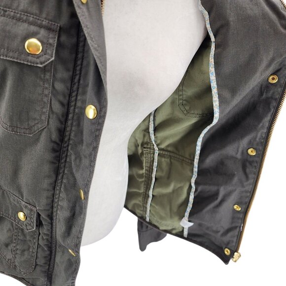 J Crew Factory Womens Small Jacket Relaxed Boyfriend Field Jacket Green Coated - Picture 7 of 12